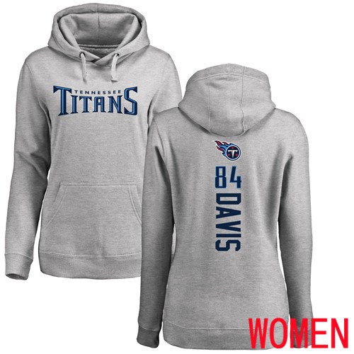 Tennessee Titans Ash Women Corey Davis Backer NFL Football #84 Pullover Hoodie Sweatshirts->women nfl jersey->Women Jersey